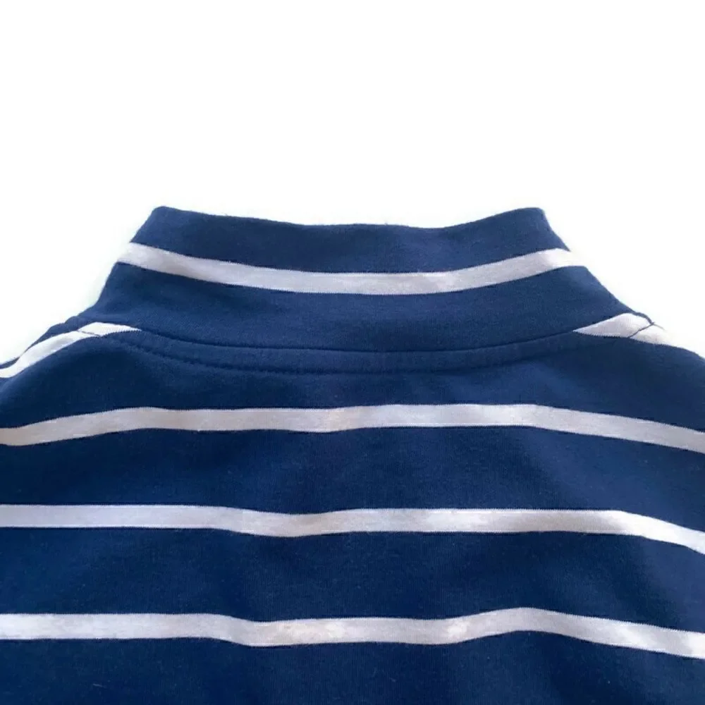 Cape Madras Anthro Quarter Zip Long Sleeve Preppy Pullover Navy White Stripes XS